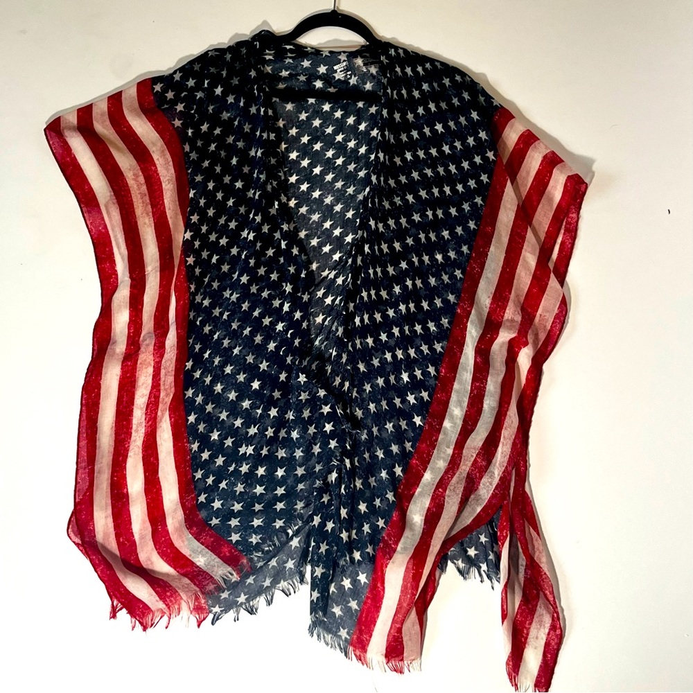 Red, white , and blue /Stars and Stripes cocoon sleeve shawl